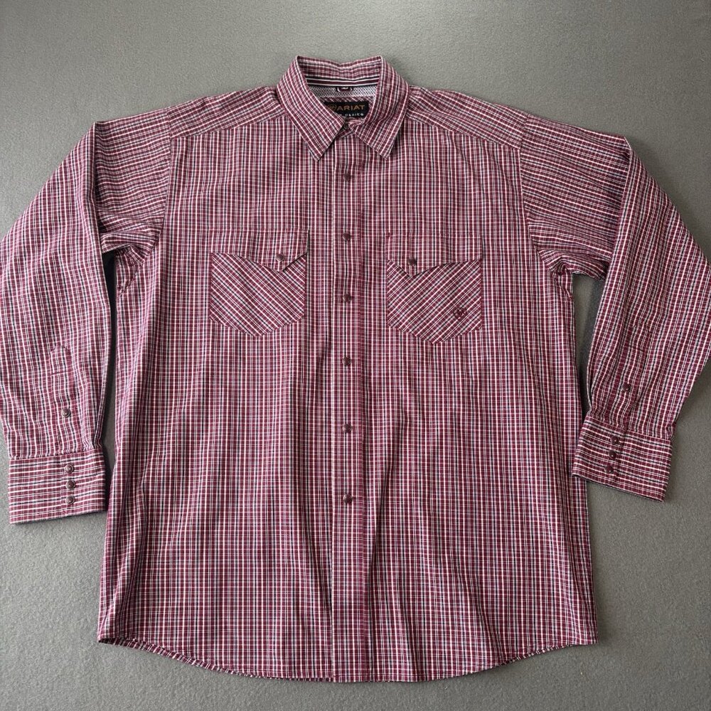 Ariat Pro Series Tyson Classic Fit Shirt Men L Plaid Pearl Snap Western Workwear